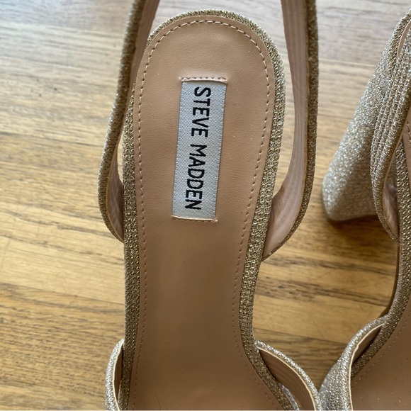 Steve Madden Laurel Gold Glitter Platform Ankle Strap High Heel Sandals size 10 - Picture 10 of 12
